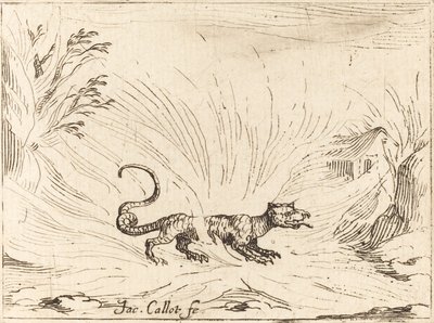 炎に包まれるサラマンダー 作： Jacques Callot
