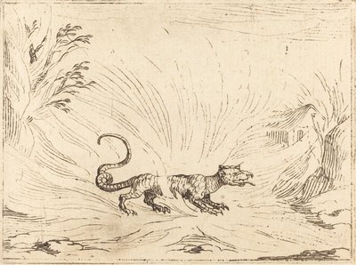 炎に包まれるサラマンダー 作： Jacques Callot