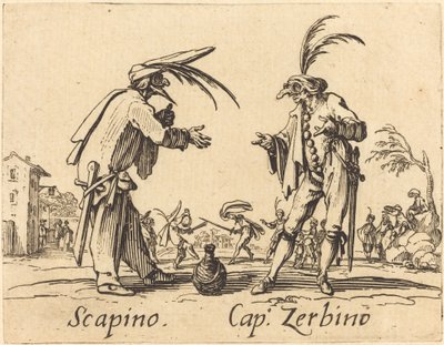 Scapino と Cap. Zerbino, c. 1622年。 作： Jacques Callot