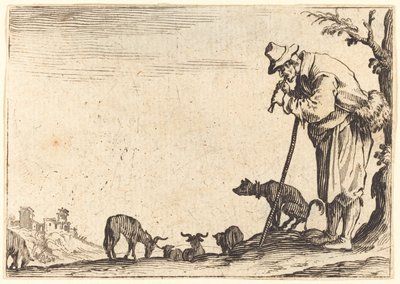 フルートを演奏する羊飼い 作： Jacques Callot