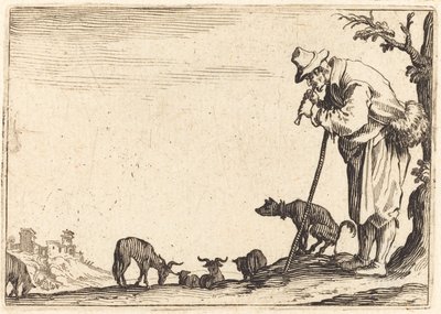 フルートを演奏する羊飼い 作： Jacques Callot