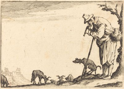 フルートを吹く羊飼い 1617年頃 作： Jacques Callot