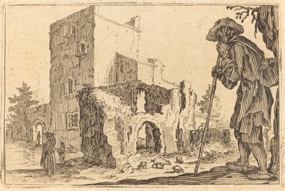 羊飼いと廃墟、c。 1622年。 作： Jacques Callot