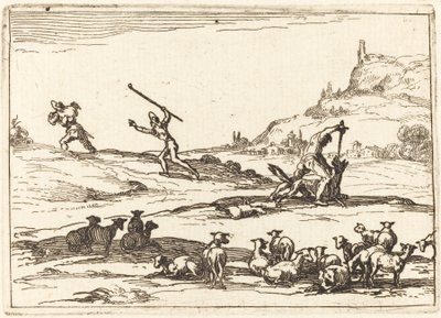 群れを守る羊飼い 作： Jacques Callot
