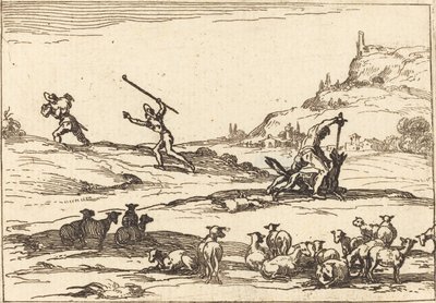 群れを守る羊飼い 作： Jacques Callot