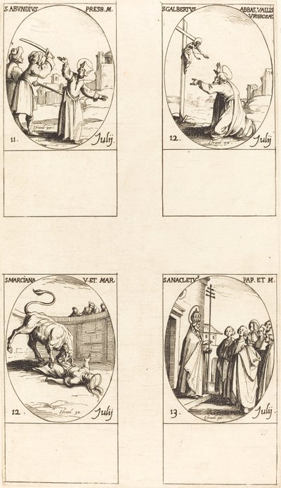 セント。 豊富です。 セント。 ガルベルタス; セント。 マルシアナ; セント。 アナクレトス 作： Jacques Callot