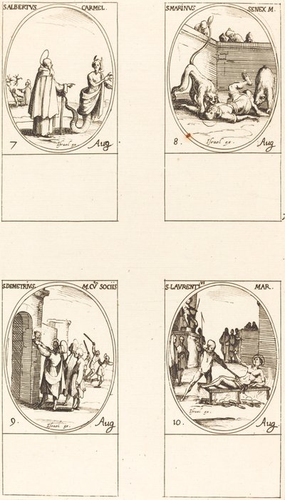 シクリの聖アルバート、カルメル会。 セントマリヌス;セント. デメトリウスと仲間; セントローレン 作： Jacques Callot