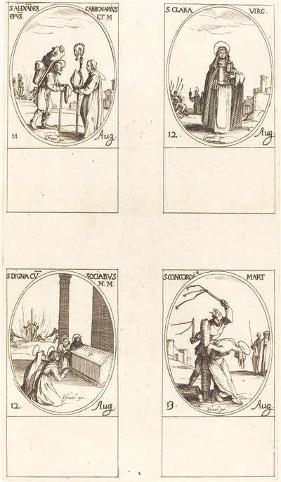 聖アレクサンダー・カルボナリウス。 セントクレア; 聖ディグナと仲間; 聖コンコルディア 作： Jacques Callot