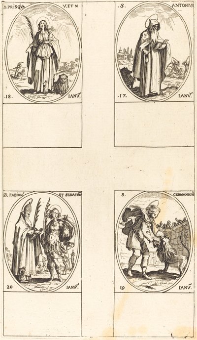 聖アンソニー; 聖プリスカ。 聖ゲルマニクス; 駅。 ファビアンとセバスチャン 作： Jacques Callot