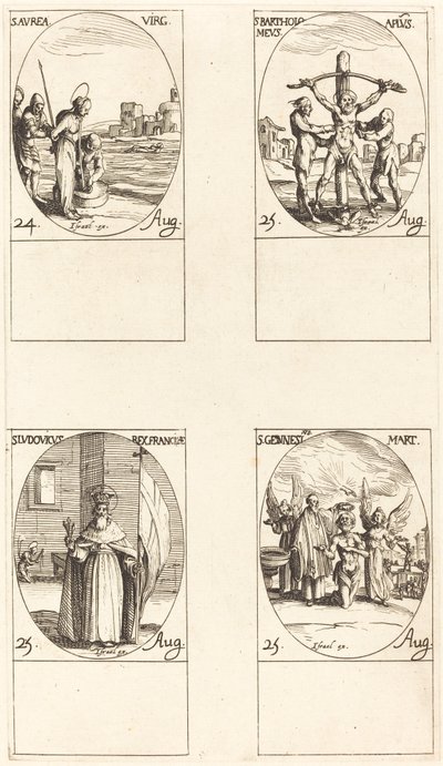 聖アウレア; 聖バーソロミュー。 セントルイス; 聖ジェネシウス 作： Jacques Callot