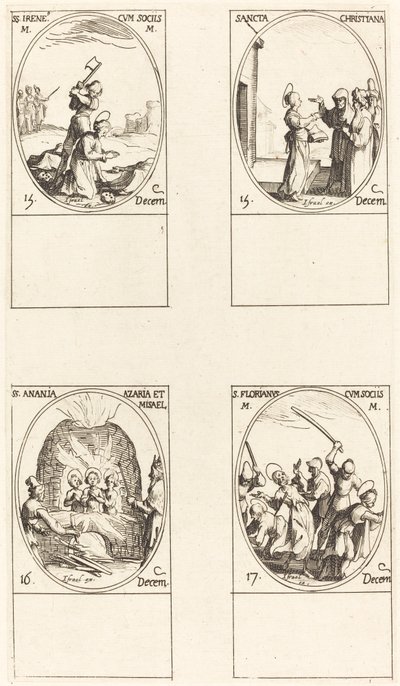 聖ビビアナ; 聖ビリヌス。 聖バーバラ; セント・サバス 作： Jacques Callot
