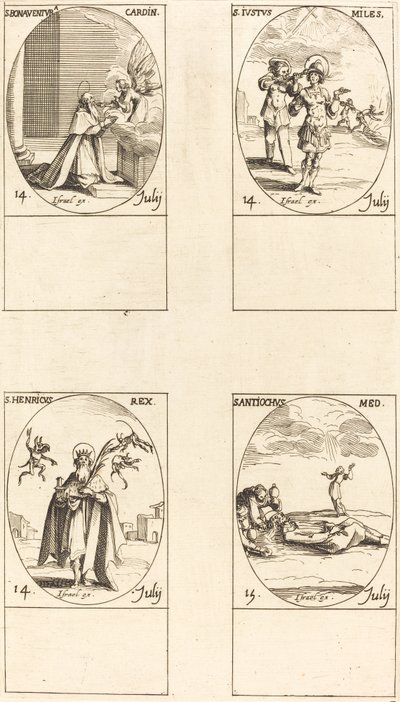 聖ボナベンチュラ; 聖ユストゥス。 聖ヘンリー、皇帝。 聖アンティオコス 作： Jacques Callot