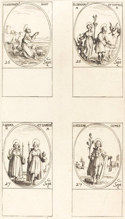 聖カリストラトス、聖。 Cyprian と Justina、セント。 コムスとダミアン、聖エルジア、伯爵。 作： Jacques Callot