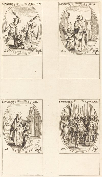 セント・カニダ; 聖マタイ; 聖イピゲニア; 聖モーリスと仲間たち 作： Jacques Callot