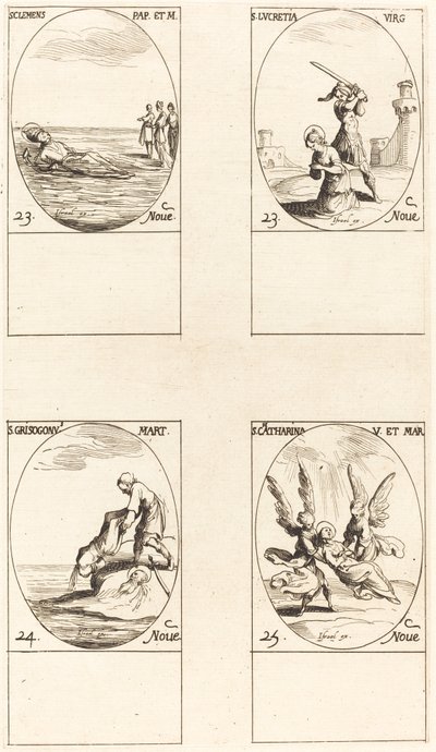 聖クレメント; 聖ルクレティア; 聖クリソゴヌス。 聖キャサリン 作： Jacques Callot