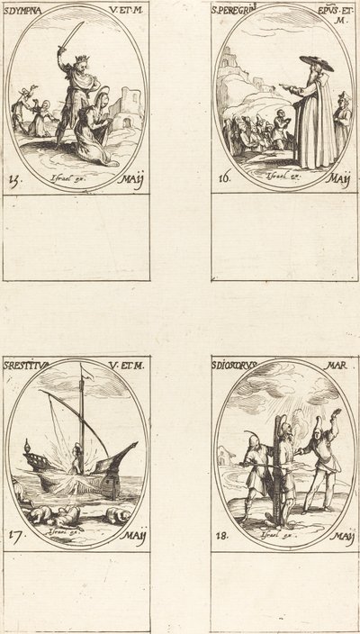 セント。 ディンプナ、セント. ピルグリム、St. 復元された、St. ディオスコルス 作： Jacques Callot