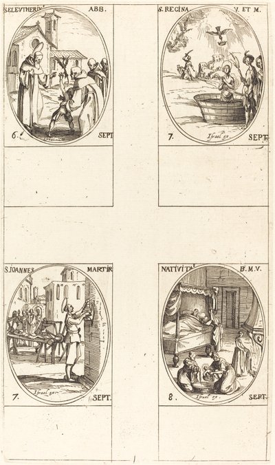聖エレウテリウス、アボット。 セントレジーナ; セントジョン; 聖母の降誕 作： Jacques Callot
