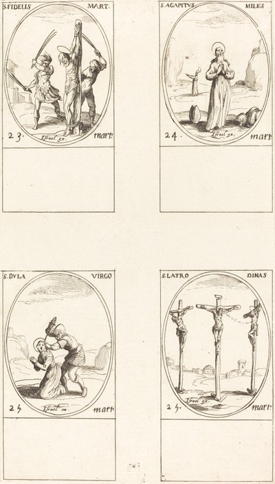 セント。 忠実; セント。 アガペタス; セント。 デュラ; セント。 泥棒ディマス 作： Jacques Callot