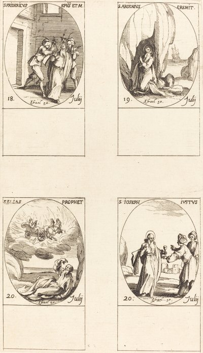 聖フレデリック; 聖アルセニウス、隠者。 聖イライアス、預言者。 正義の聖ヨセフ 作： Jacques Callot