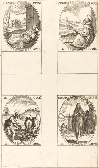 聖ヒューゴ; パウラの聖フランシス; エジプトの聖マリア。 セント・リチャード 作： Jacques Callot