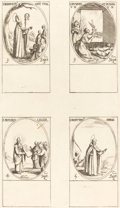 セントルイス マンスエトス; 駅。 セラピアとエラスムス。 モーセ; セントルイス アボット・ベルタン 作： Jacques Callot