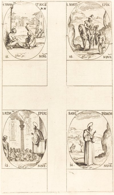 聖マーティン、聖トリフォンと仲間、聖レナトゥス、聖ディダクス。 作： Jacques Callot
