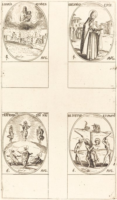 雪の聖マリア。 聖メミウス、司教。 変容; 駅。 ジャストゥスと牧師 作： Jacques Callot