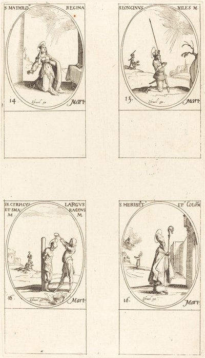 セント。 マチルダ; セント。 ロンギヌス; セント。 キリアクス; セント。 ハーバート 作： Jacques Callot