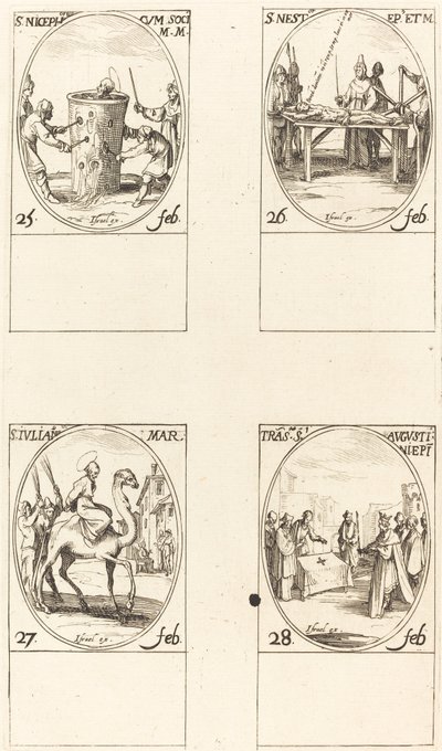 聖ニケフォロス; 聖ネスター。 セントジュリアン; 聖アウグスティンの訳 作： Jacques Callot