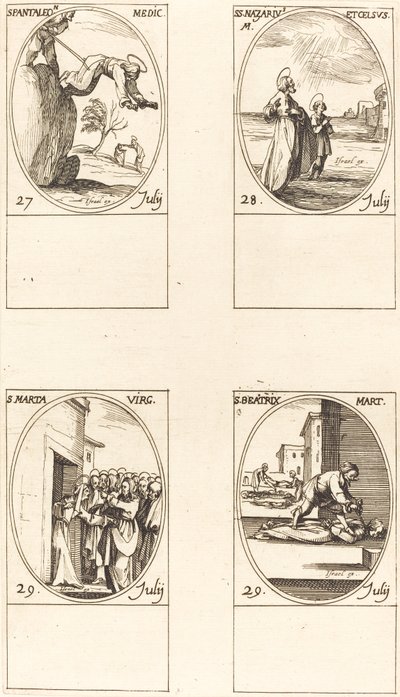 聖パンタレオン; 駅。 ナザリウスとケルスス。 聖マーサ; 聖ベアトリス 作： Jacques Callot