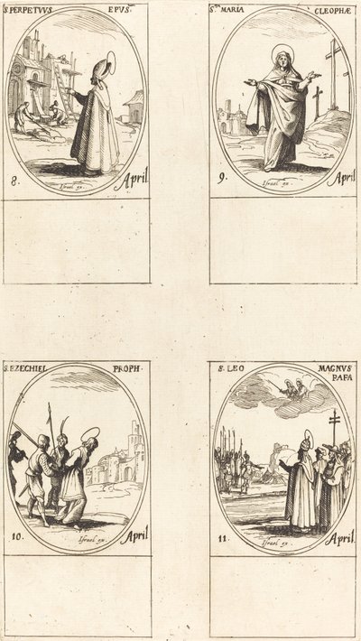聖パーペトゥス。 クレオパの聖マリア。 聖エゼキエル; 聖レオ大帝 作： Jacques Callot