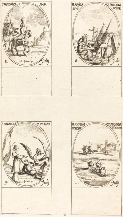 聖プロコピウス。 駅。 アキラとプリスカ。 聖アナトリア; 駅。 ルフィーナとセクンダ 作： Jacques Callot