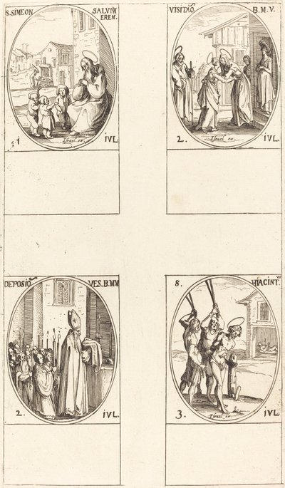 聖シメオン・サルス。 訪問; 聖母の服の沈着; 聖ハイアシントス 作： Jacques Callot