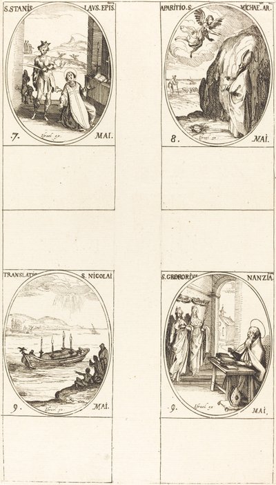聖スタニスラウス。 聖ミカエルの出現; 聖ニコラスの翻訳。 セントG 作： Jacques Callot