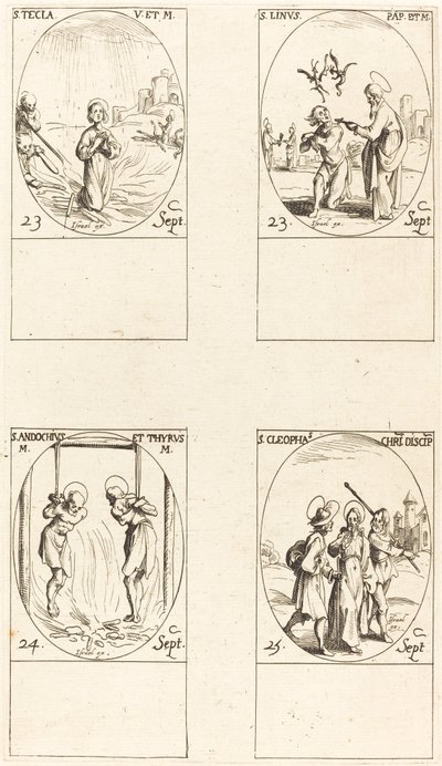 セント。 テクラ; セント。 亜麻; セインツ アンドキウスとティルソス。 セント。 クレオパ 作： Jacques Callot