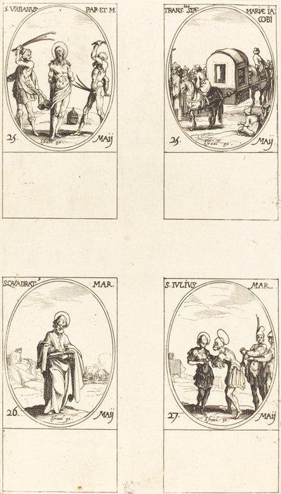 セントアーバン、ジェームズの聖マリアの翻訳、セントクアドラット、セントジュリアス。 作： Jacques Callot