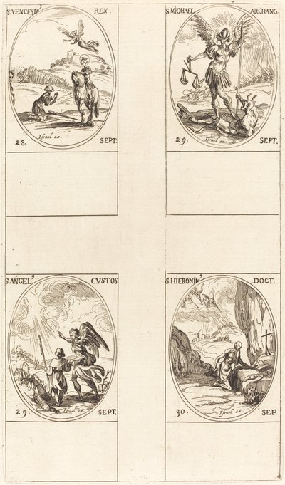 聖ヴァーツラフ; 聖ミカエル、大天使。 守護天使; 聖ジェローム 作： Jacques Callot