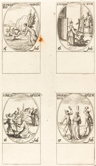 セインツ ファウスティヌスとジョビタ。 セント。 ジュリアナ; セント。 1つあります。 セント。 ポリクロニウス 作： Jacques Callot