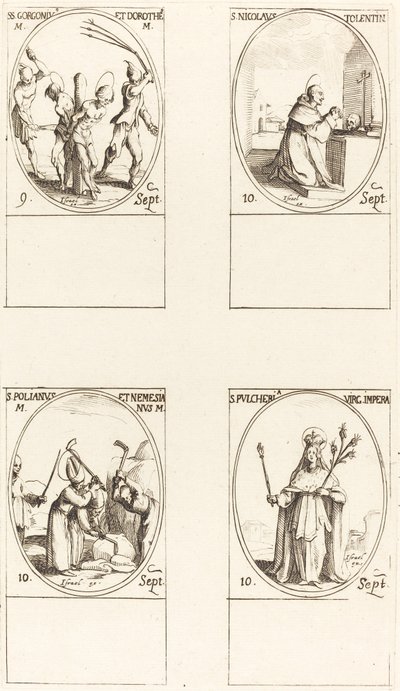 セインツ ゴルゴニアスとドロシー、St. トレンティーノのニコラス、セント. ポリアヌスとネメシアン、St. プル。 作： Jacques Callot