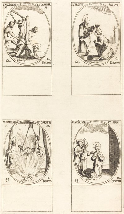 駅。 マクセンティウスとリアンダー。 駅。 セルジウス＆ポール。 駅。 Eustratius & Orestes; セントルーシー 作： Jacques Callot