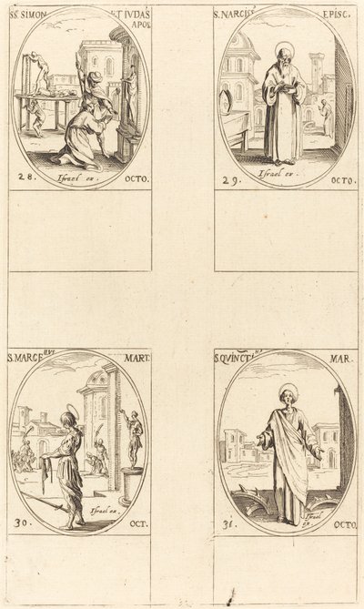 駅。 シモンとジュード、使徒。 聖水仙; 聖マルセルス。 セント・クインティン 作： Jacques Callot