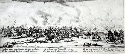 バトル、イスラエルのアンリエット（c.1590-1661）1633によって刻まれた「戦争の不幸と不幸」のプレート3 作： Jacques Callot