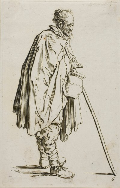 The Beggars with a Footwarmer、The Beggars のプレート 6 作： Jacques Callot