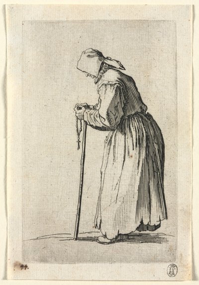 乞食：彼女のロザリオの乞食c。 1623年。 作： Jacques Callot