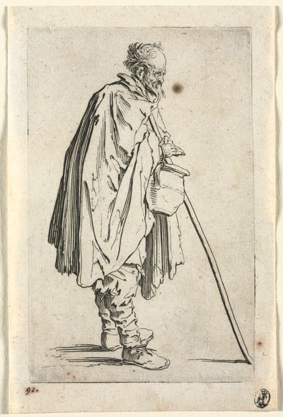 乞食：ポットのある乞食c。 1623年。 作： Jacques Callot