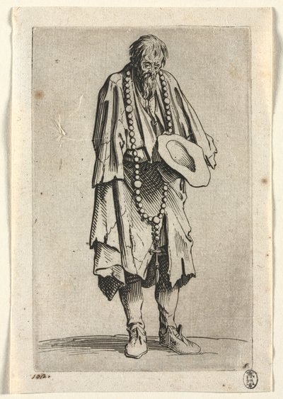 乞食：ロザリオと乞食、c。 1623年。 作： Jacques Callot
