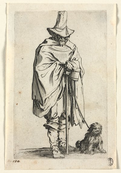 物乞い: 盲目の男と犬 作： Jacques Callot