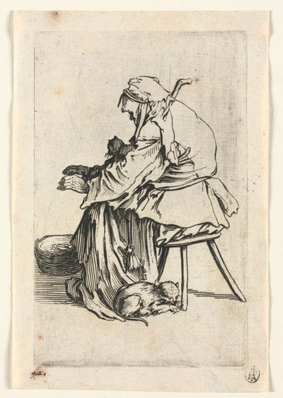 物乞い：老婆と猫 作： Jacques Callot
