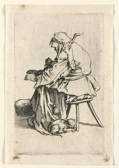 乞食：老婆と猫、c。 1623年。 作： Jacques Callot