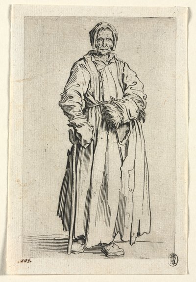 乞食：一つ目の女性、c。 1623年。 作： Jacques Callot
